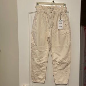 Zara baggy fit off white denim pants